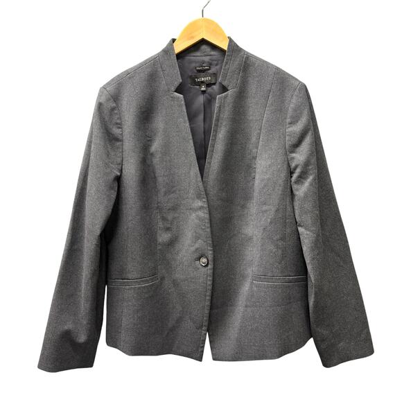 Talbots Blazer Womens 18 Gray Wool Italian Flannel Single Button Classic Career - Picture 1 of 7